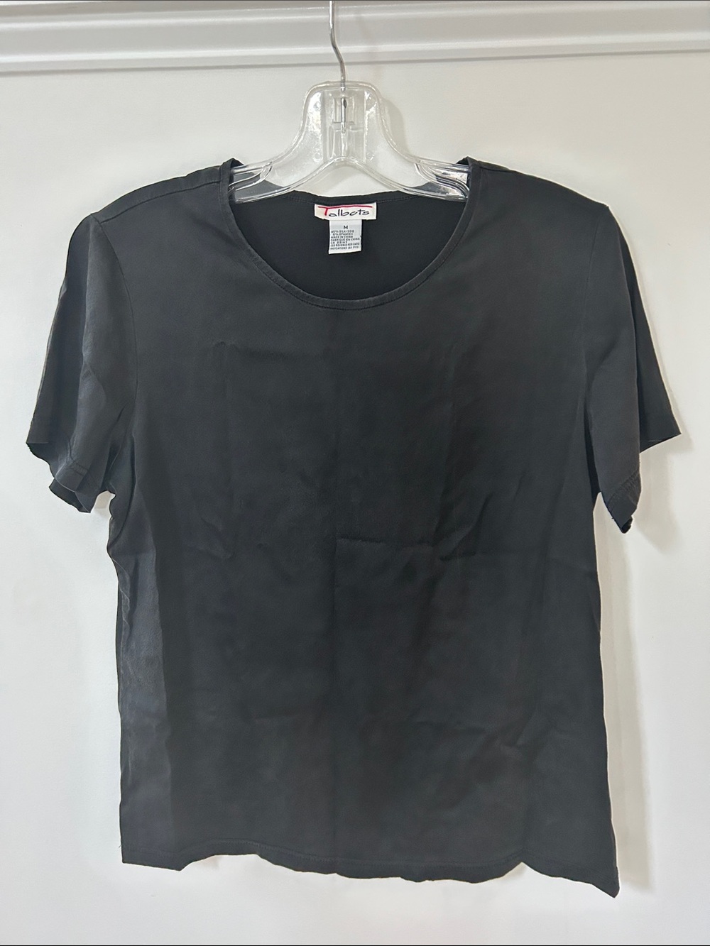 Vintage Talbots Black Short Sleeve Silk-Blend Crew Tee